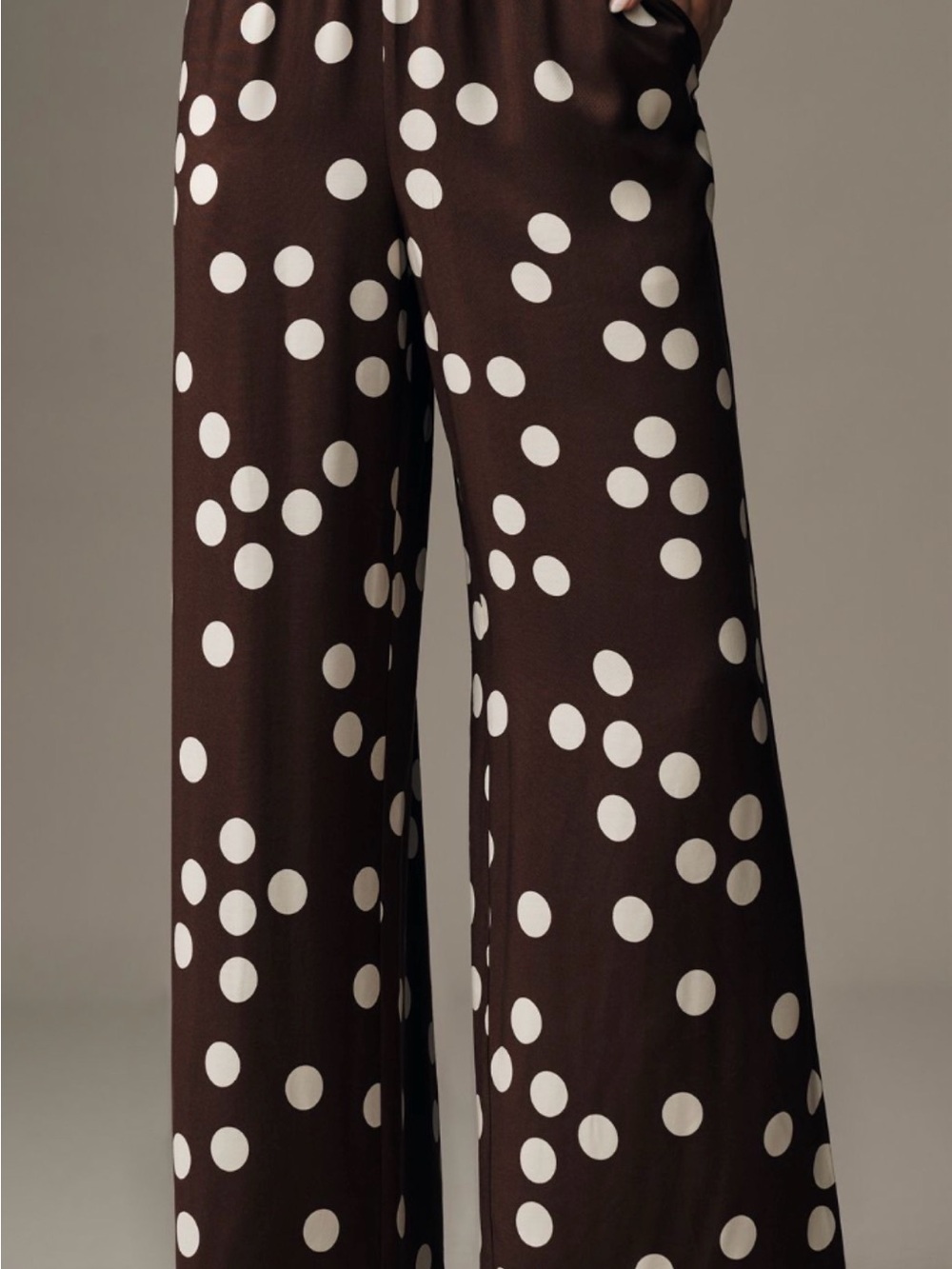 Maeve Strapless Brown & Cream Polka-Dot Wide-Leg Pants and Strapless Top - Picture 6 of 8